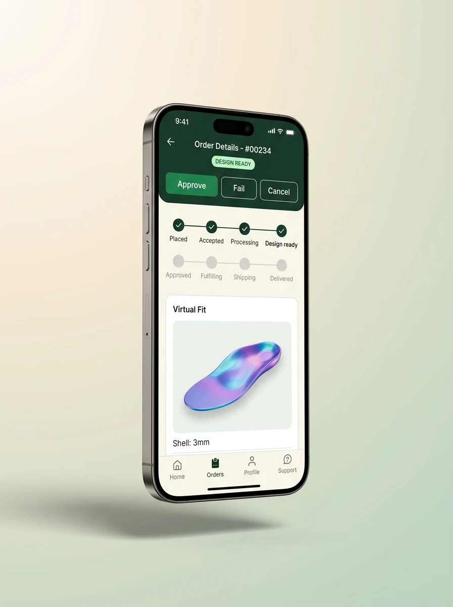 Connect O&P app, Approve & track screen